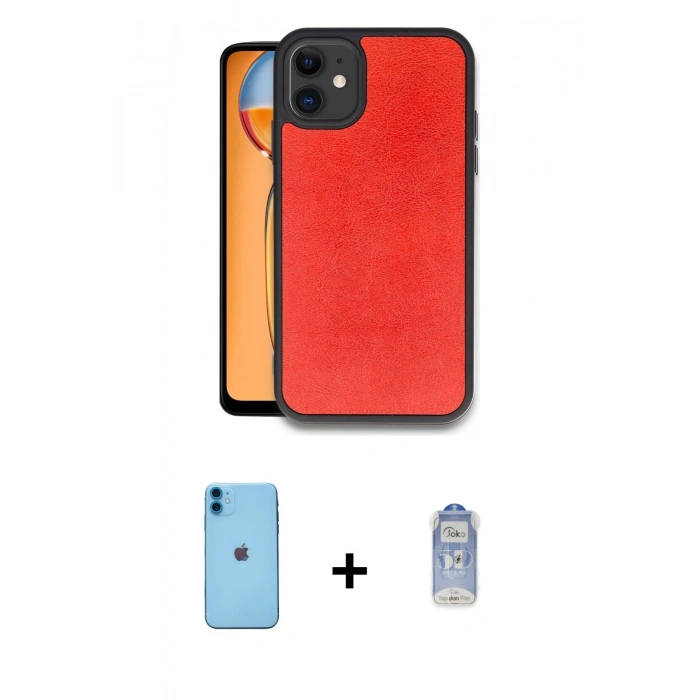 MARSİLYAN™- iPhone 11 Kılıf Kıvılcım Işık Serisi - Siyah Joko Magic 5D Cam + Neon Fosforlu Kamera Lens - MI