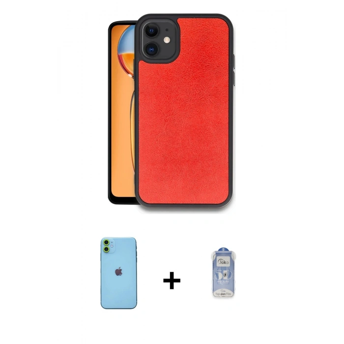 MARSİLYAN™- iPhone 11 Kılıf Kıvılcım Işık Serisi - Siyah Joko Magic 5D Cam + Neon Fosforlu Kamera Lens - YL