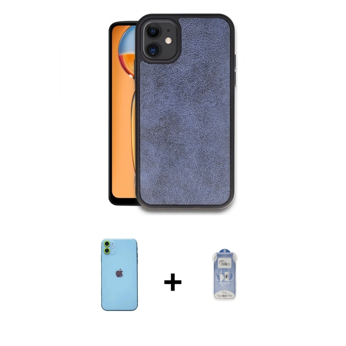 MARSİLYAN™- iPhone 11 Kılıf Kıvılcım Işık Serisi - Siyah Joko Magic 5D Cam + Neon Fosforlu Kamera Lens - YL