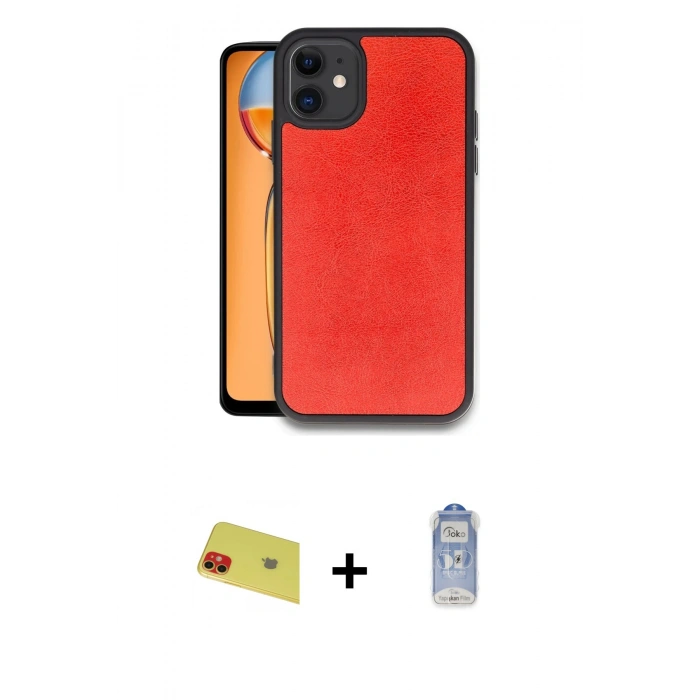 MARSİLYAN™- iPhone 11 Kılıf Kıvılcım Işık Serisi - Siyah Joko Magic 5D Cam + Rainbow Kamera Lens Koruma Cam - KI