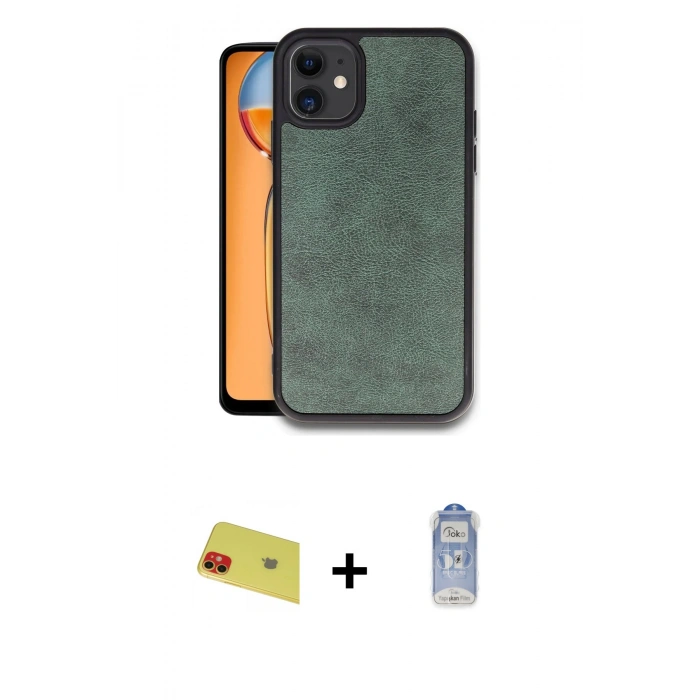 MARSİLYAN™- iPhone 11 Kılıf Kıvılcım Işık Serisi - Siyah Joko Magic 5D Cam + Rainbow Kamera Lens Koruma Cam - KI
