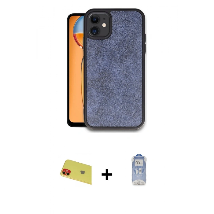 MARSİLYAN™- iPhone 11 Kılıf Kıvılcım Işık Serisi - Siyah Joko Magic 5D Cam + Rainbow Kamera Lens Koruma Cam - KI