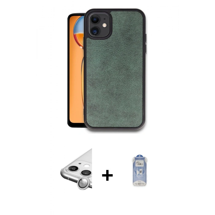 MARSİLYAN™- iPhone 11 Kılıf Kıvılcım Işık Serisi - Siyah Joko Magic 5D Cam + Raze Metal Kamera Lens - GS