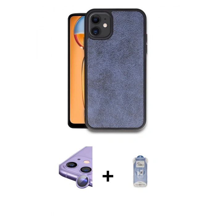 MARSİLYAN™- iPhone 11 Kılıf Kıvılcım Işık Serisi - Siyah Joko Magic 5D Cam + Raze Metal Kamera Lens - MR