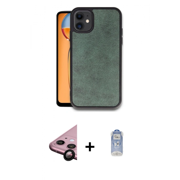 MARSİLYAN™- iPhone 11 Kılıf Kıvılcım Işık Serisi - Siyah Joko Magic 5D Cam + Raze Metal Kamera Lens - SH
