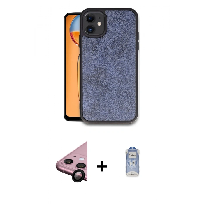 MARSİLYAN™- iPhone 11 Kılıf Kıvılcım Işık Serisi - Siyah Joko Magic 5D Cam + Raze Metal Kamera Lens - SH