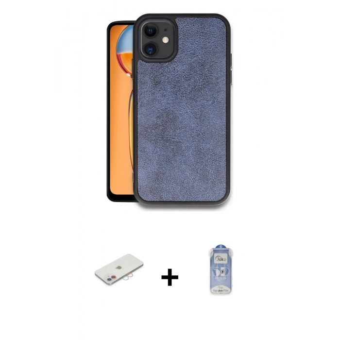 MARSİLYAN™- iPhone 11 Kılıf Kıvılcım Işık Serisi - Siyah Joko Magic 5D Cam + Renkli Kamera Lens Koruma Cam - PE