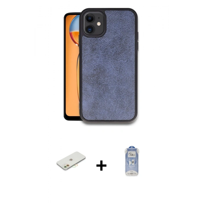 MARSİLYAN™- iPhone 11 Kılıf Kıvılcım Işık Serisi - Siyah Joko Magic 5D Cam + Renkli Kamera Lens Koruma Cam - TU