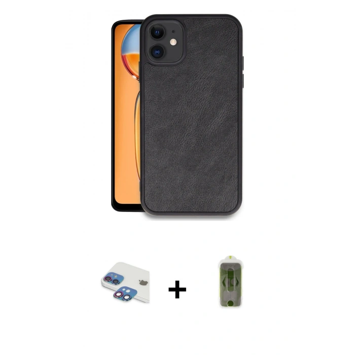 MARSİLYAN™- iPhone 11 Kılıf Kıvılcım Işık Serisi - Siyah Joko Magic 5D Hayalet Cam + Pers Alüminyum Kamera Lens - GI