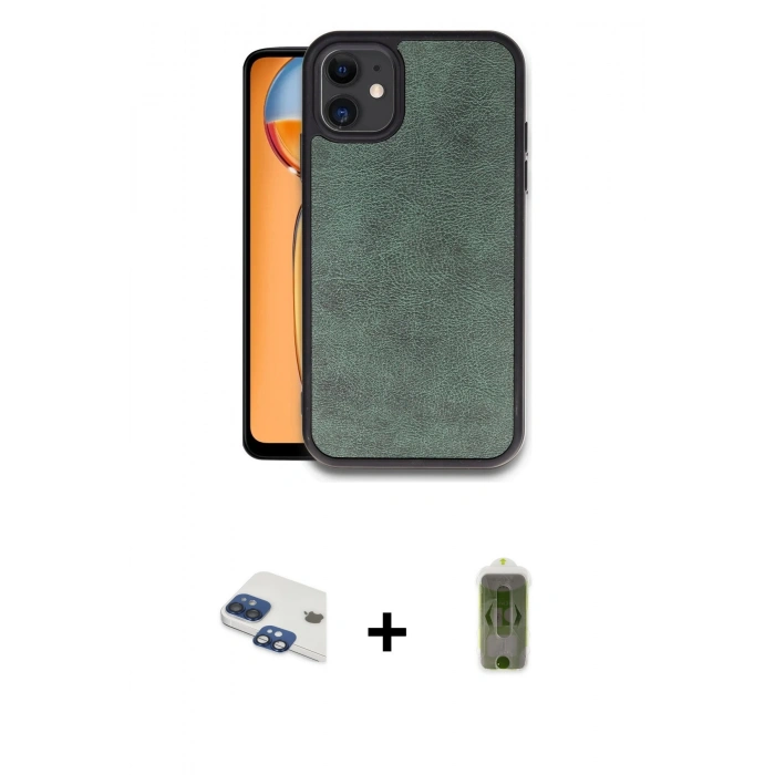 MARSİLYAN™- iPhone 11 Kılıf Kıvılcım Işık Serisi - Siyah Joko Magic 5D Hayalet Cam + Lacivert Pers Alüminyum Kamera Lens