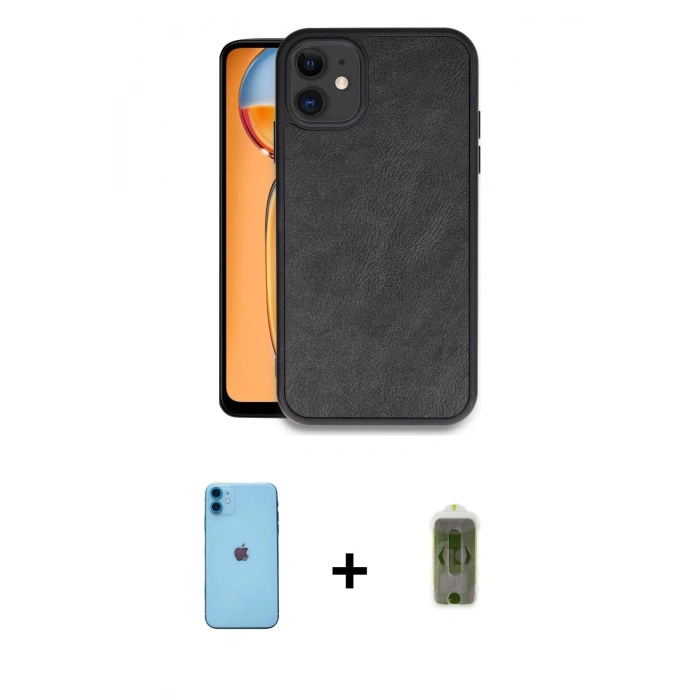 MARSİLYAN™- iPhone 11 Kılıf Kıvılcım Işık Serisi - Siyah Joko Magic 5D Hayalet Cam + Neon Fosforlu Kamera Lens - MI