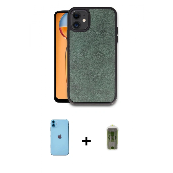 MARSİLYAN™- iPhone 11 Kılıf Kıvılcım Işık Serisi - Siyah Joko Magic 5D Hayalet Cam + Neon Fosforlu Kamera Lens - MI