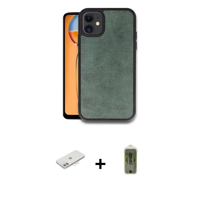 MARSİLYAN™- iPhone 11 Kılıf Kıvılcım Işık Serisi - Siyah Joko Magic 5D Hayalet Cam + Renkli Kamera Lens Koruma Cam - PE