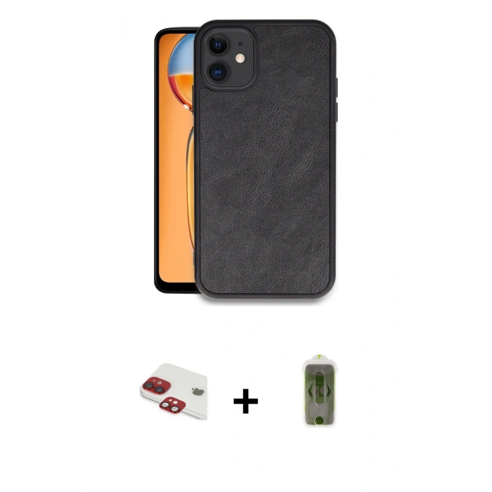 MARSİLYAN™- iPhone 11 Kılıf Kıvılcım Işık Serisi - Siyah Joko Magic 5D Hayalet Cam + Pers Alüminyum Kamera Lens - KI