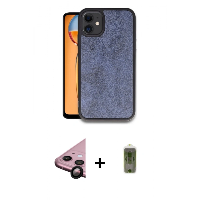 MARSİLYAN™- iPhone 11 Kılıf Kıvılcım Işık Serisi - Siyah Joko Magic 5D Hayalet Cam + Raze Metal Kamera Lens - SH