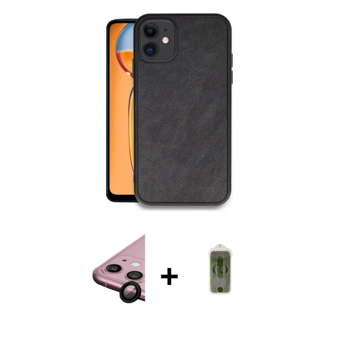 MARSİLYAN™- iPhone 11 Kılıf Kıvılcım Işık Serisi - Siyah Joko Magic 5D Hayalet Cam + Raze Metal Kamera Lens - SH