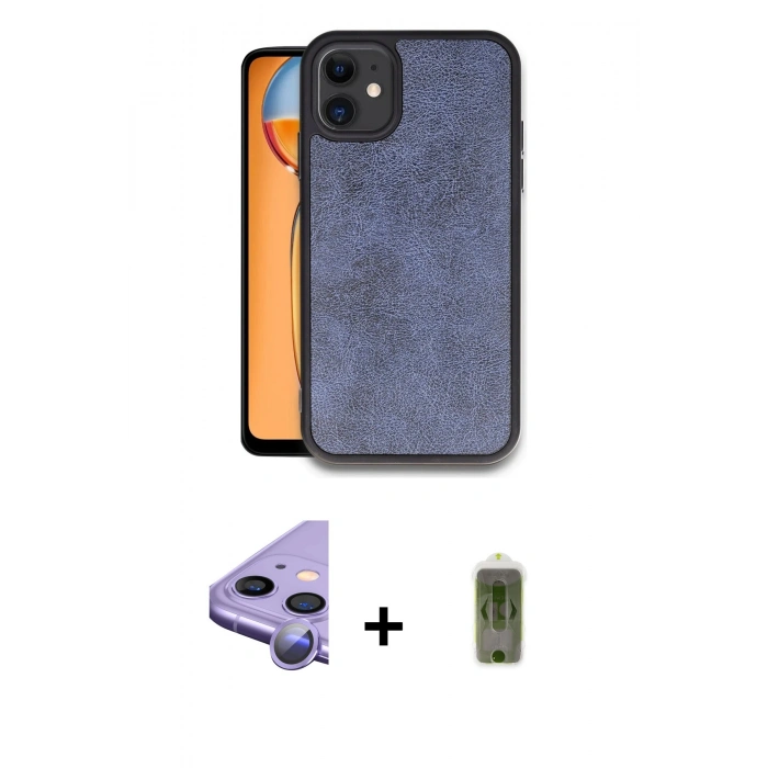 MARSİLYAN™- iPhone 11 Kılıf Kıvılcım Işık Serisi - Siyah Joko Magic 5D Hayalet Cam + Raze Metal Kamera Lens - MR