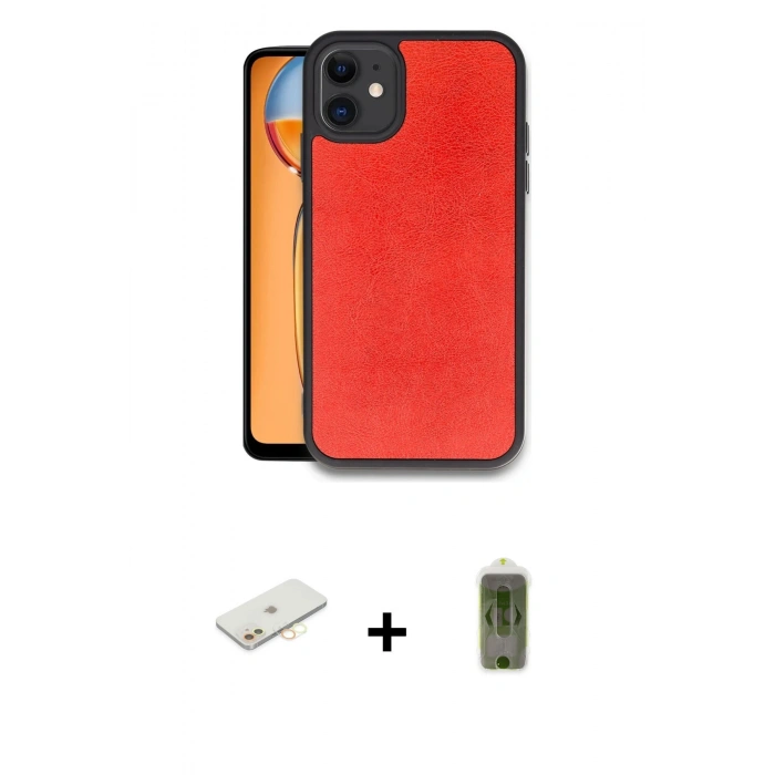 MARSİLYAN™- iPhone 11 Kılıf Kıvılcım Işık Serisi - Siyah Joko Magic 5D Hayalet Cam + Renkli Kamera Lens Koruma Cam - SI