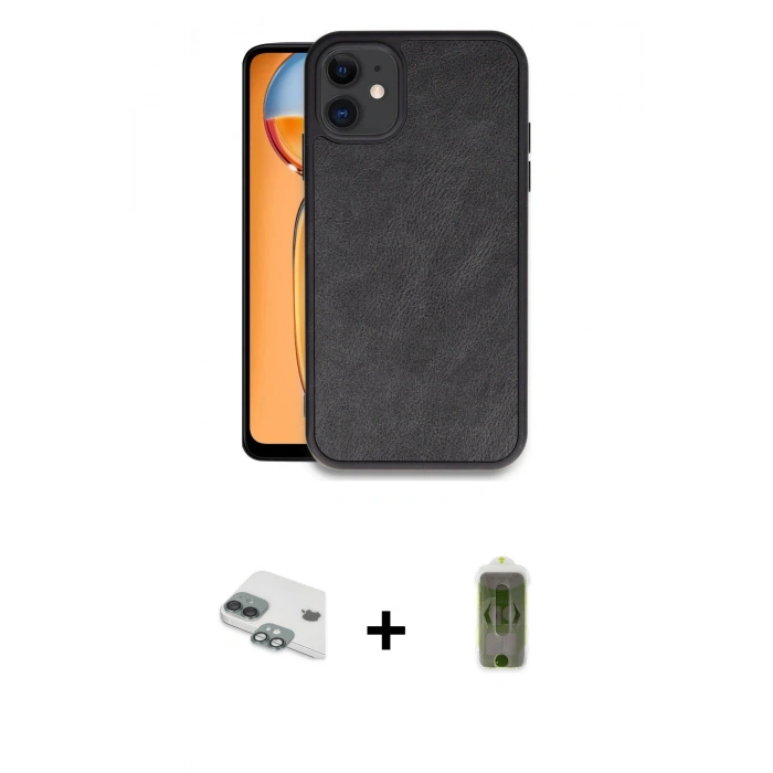 MARSİLYAN™- iPhone 11 Kılıf Kıvılcım Işık Serisi - Siyah Joko Magic 5D Hayalet Cam + Pers Alüminyum Kamera Lens - YL