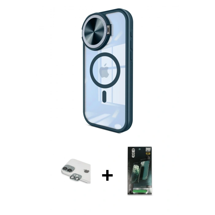 MARSİLYAN™- iPhone 11 Kılıf Kıvılcım Modern Koleksiyonu - Şeffaf 360 Full Body Arka Koruyucu + Pers Alüminyum Kamera Lens - YL