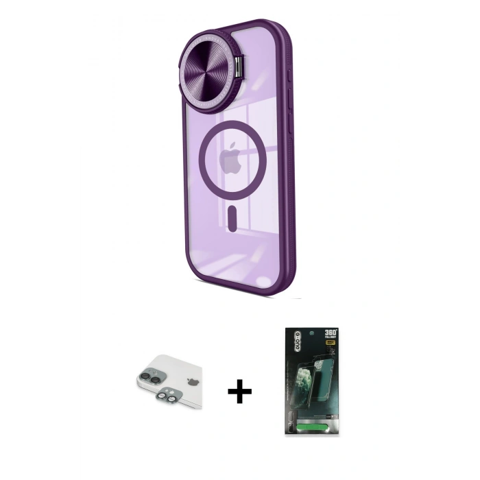 MARSİLYAN™- iPhone 11 Kılıf Kıvılcım Modern Koleksiyonu - Şeffaf 360 Full Body Arka Koruyucu + Pers Alüminyum Kamera Lens - YL