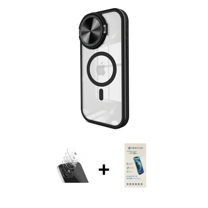 MARSİLYAN™- iPhone 11 Kılıf Kıvılcım Modern Koleksiyonu - Şeffaf Pasifik Cam Ekran Koruyucu + Kamera Lens Koruma Cam - SF