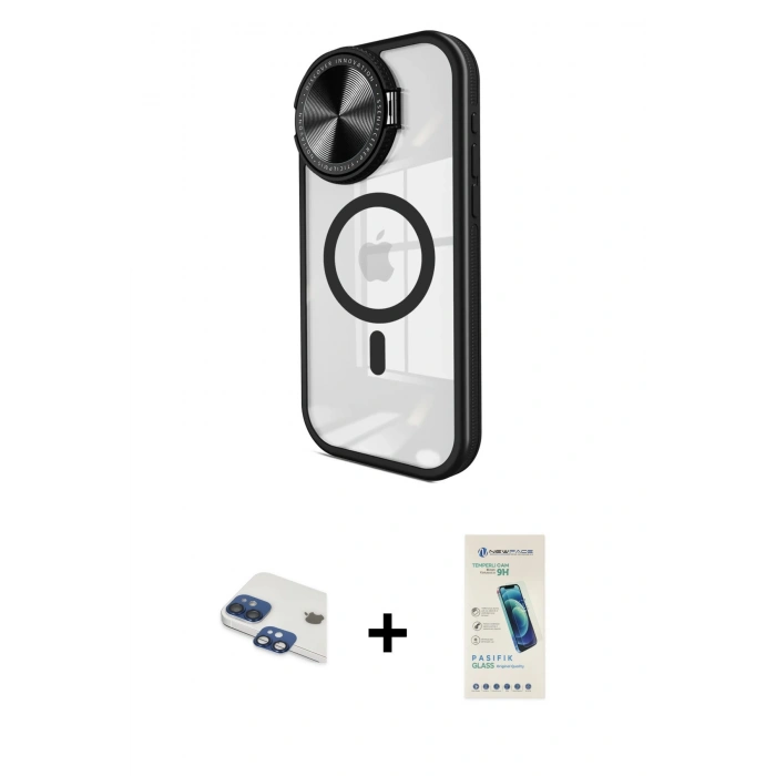 MARSİLYAN™- iPhone 11 Kılıf Kıvılcım Modern Koleksiyonu - Şeffaf Pasifik Cam Ekran Koruyucu + Pers Alüminyum Kamera Lens - LT