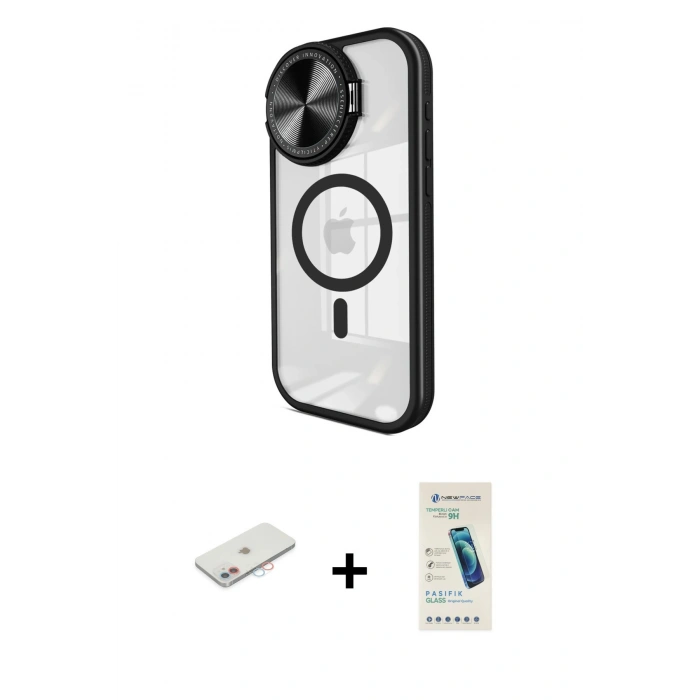 MARSİLYAN™- iPhone 11 Kılıf Kıvılcım Modern Koleksiyonu - Şeffaf Pasifik Cam Ekran Koruyucu + Renkli Kamera Lens Koruma Cam - PE