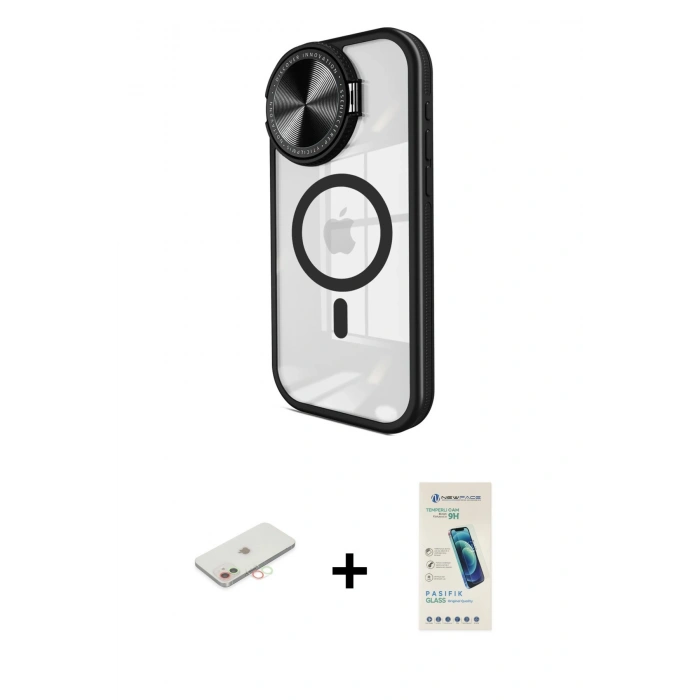 MARSİLYAN™- iPhone 11 Kılıf Kıvılcım Modern Koleksiyonu - Şeffaf Pasifik Cam Ekran Koruyucu + Renkli Kamera Lens Koruma Cam - YL