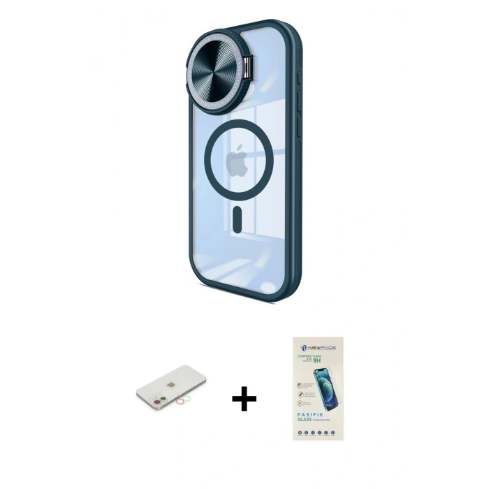 MARSİLYAN™- iPhone 11 Kılıf Kıvılcım Modern Koleksiyonu - Şeffaf Pasifik Cam Ekran Koruyucu + Renkli Kamera Lens Koruma Cam - YL