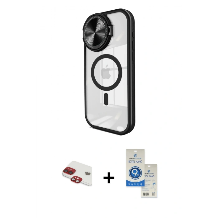 MARSİLYAN™- iPhone 11 Kılıf Kıvılcım Modern Koleksiyonu - Şeffaf Royal Nano Ekran Koruyucu + Pers Alüminyum Kamera Lens - KI