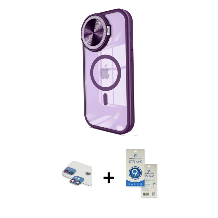 MARSİLYAN™- iPhone 11 Kılıf Kıvılcım Modern Koleksiyonu - Şeffaf Royal Nano Ekran Koruyucu + Pers Alüminyum Kamera Lens - GI