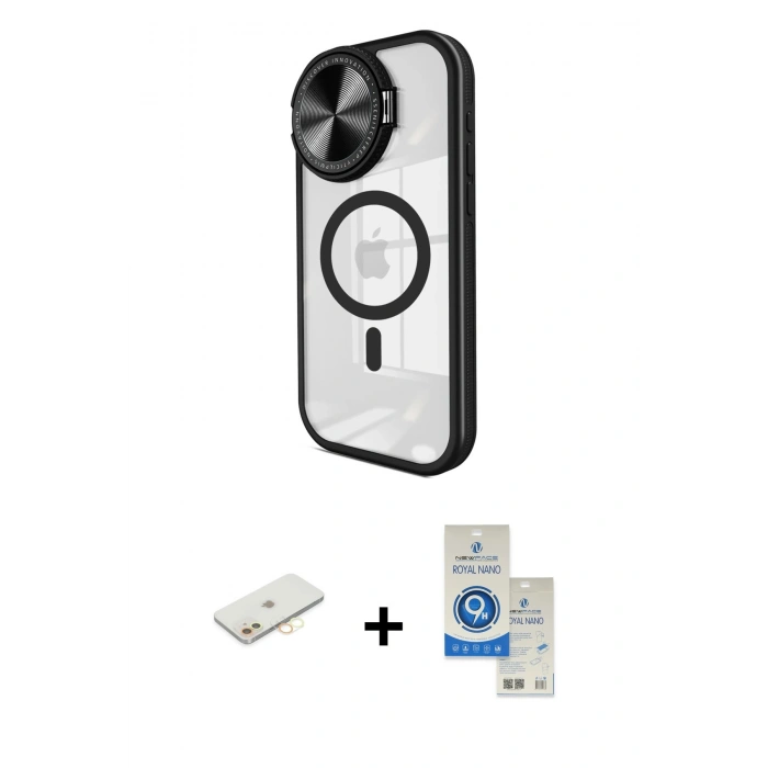 MARSİLYAN™- iPhone 11 Kılıf Kıvılcım Modern Koleksiyonu - Şeffaf Royal Nano Ekran Koruyucu + Renkli Kamera Lens Koruma Cam - SI