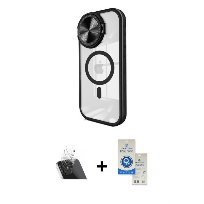 MARSİLYAN™- iPhone 11 Kılıf Kıvılcım Modern Koleksiyonu - Şeffaf Royal Nano Ekran Koruyucu + Şeffaf Kamera Lens Koruma Cam