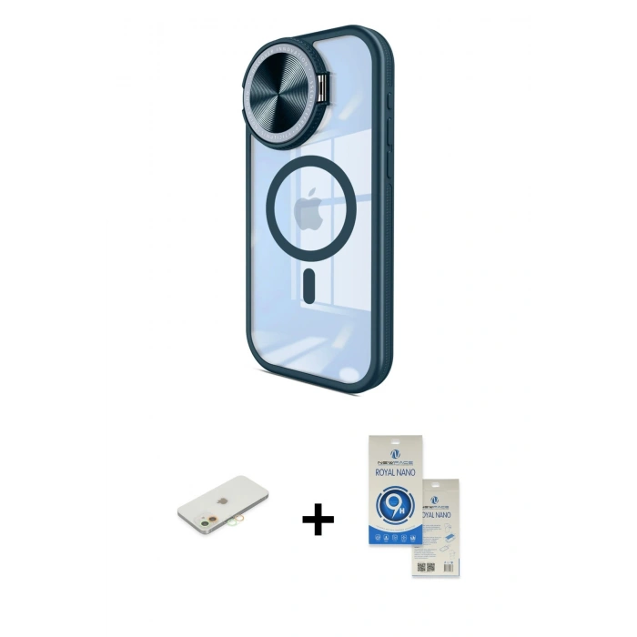 MARSİLYAN™- iPhone 11 Kılıf Kıvılcım Modern Koleksiyonu - Şeffaf Royal Nano Ekran Koruyucu + Renkli Kamera Lens Koruma Cam - TU
