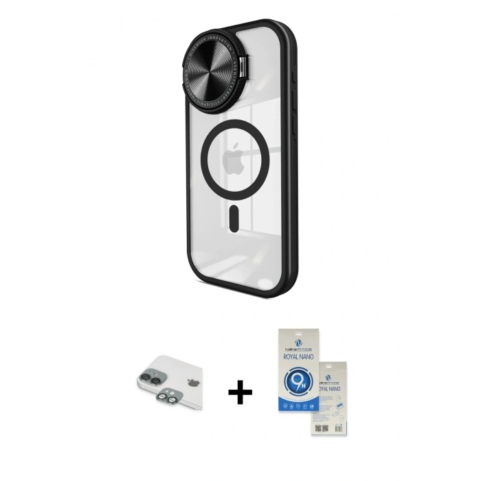 MARSİLYAN™- iPhone 11 Kılıf Kıvılcım Modern Koleksiyonu - Şeffaf Royal Nano Ekran Koruyucu + Pers Alüminyum Kamera Lens - YL