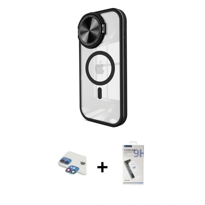 MARSİLYAN™- iPhone 11 Kılıf Kıvılcım Modern Koleksiyonu - Şeffaf Uv Polymer Nano Ekran Koruyucu + Pers Alüminyum Kamera Lens - GI