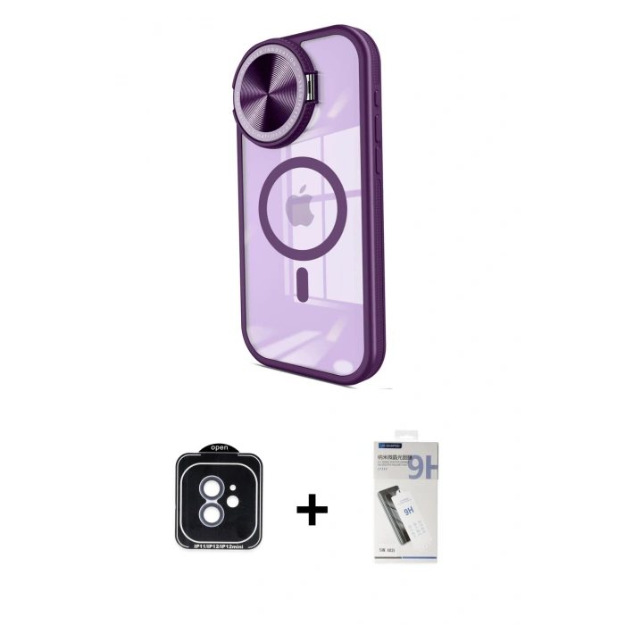 MARSİLYAN™- iPhone 11 Kılıf Kıvılcım Modern Koleksiyonu - Şeffaf Uv Polymer Nano Ekran Koruyucu + PVD Metal Kamera Lens - MI