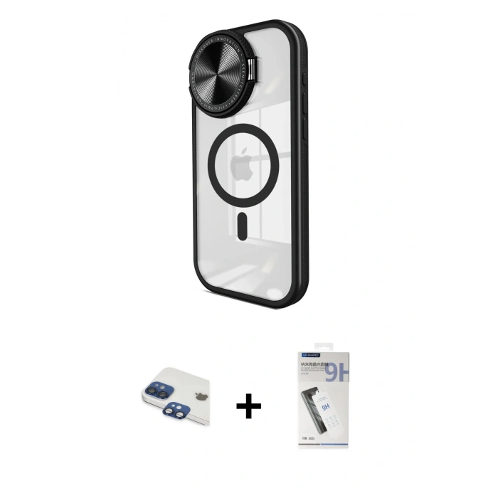 MARSİLYAN™- iPhone 11 Kılıf Kıvılcım Modern Koleksiyonu - Şeffaf Uv Polymer Nano Ekran Koruyucu + Pers Alüminyum Kamera Lens - LT
