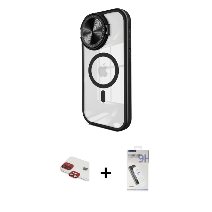 MARSİLYAN™- iPhone 11 Kılıf Kıvılcım Modern Koleksiyonu - Şeffaf Uv Polymer Nano Ekran Koruyucu + Pers Alüminyum Kamera Lens - KI