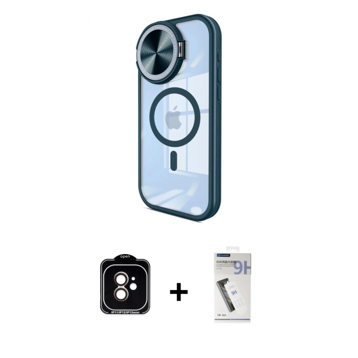 MARSİLYAN™- iPhone 11 Kılıf Kıvılcım Modern Koleksiyonu - Şeffaf Uv Polymer Nano Ekran Koruyucu + PVD Metal Kamera Lens - TU