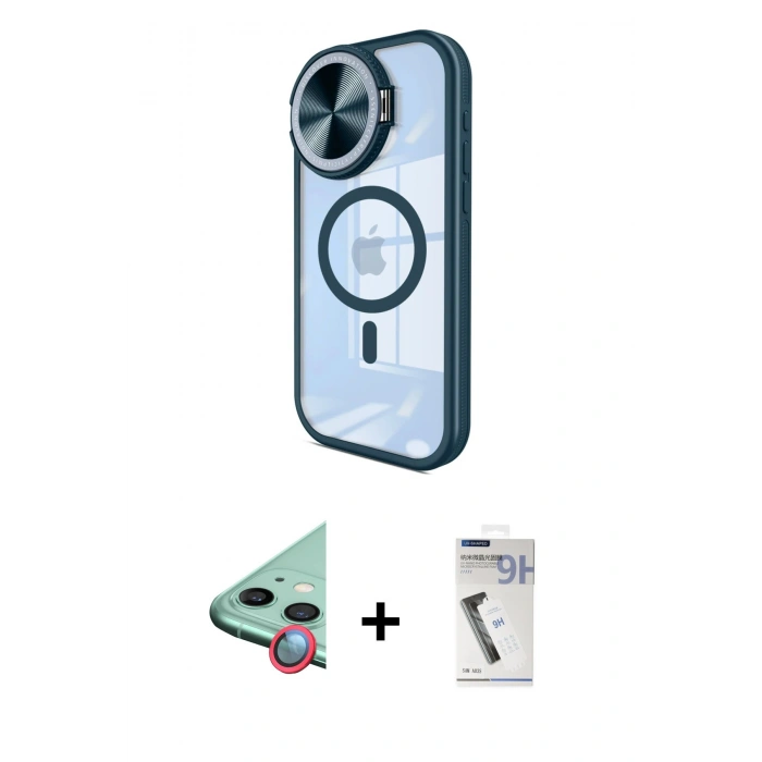 MARSİLYAN™- iPhone 11 Kılıf Kıvılcım Modern Koleksiyonu - Şeffaf Uv Polymer Nano Ekran Koruyucu + Raze Metal Kamera Lens - KI