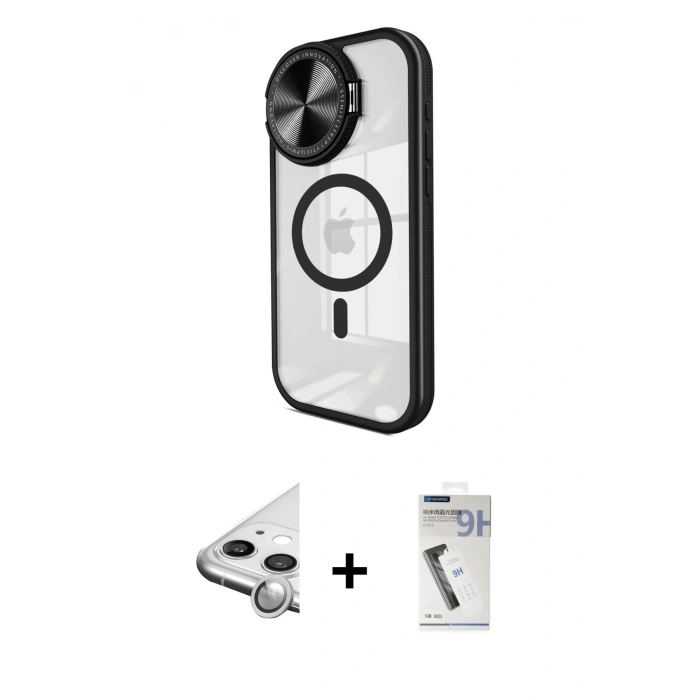 MARSİLYAN™- iPhone 11 Kılıf Kıvılcım Modern Koleksiyonu - Şeffaf Uv Polymer Nano Ekran Koruyucu + Raze Metal Kamera Lens - GS