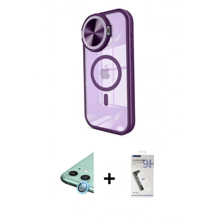MARSİLYAN™- iPhone 11 Kılıf Kıvılcım Modern Koleksiyonu - Şeffaf Uv Polymer Nano Ekran Koruyucu + Raze Metal Kamera Lens - MI