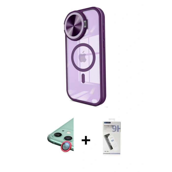 MARSİLYAN™- iPhone 11 Kılıf Kıvılcım Modern Koleksiyonu - Şeffaf Uv Polymer Nano Ekran Koruyucu + Raze Metal Kamera Lens - KI