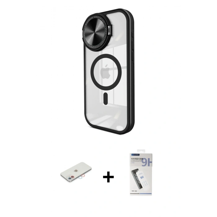 MARSİLYAN™- iPhone 11 Kılıf Kıvılcım Modern Koleksiyonu - Şeffaf Uv Polymer Nano Ekran Koruyucu + Renkli Kamera Lens Koruma Cam - PE