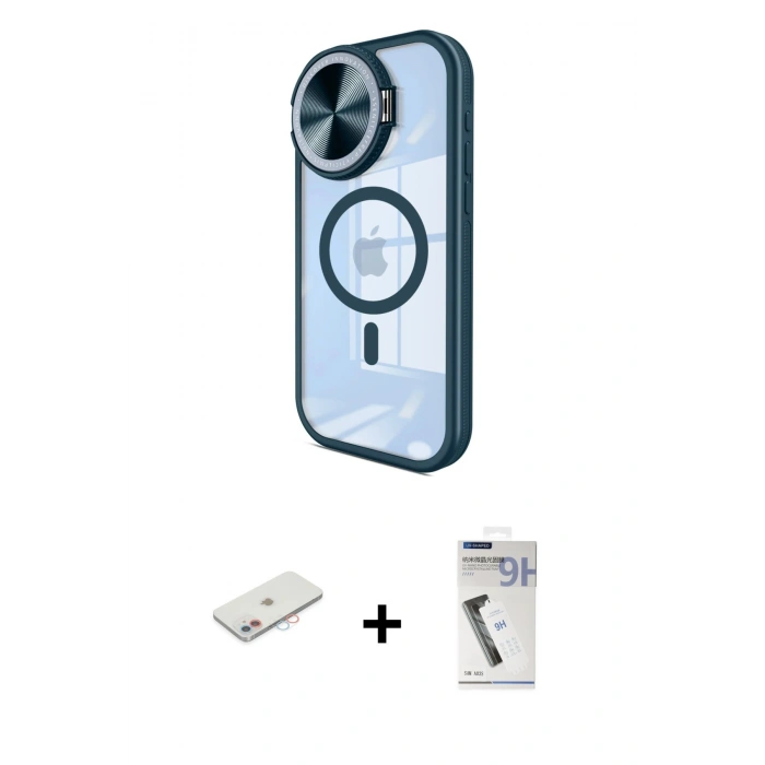 MARSİLYAN™- iPhone 11 Kılıf Kıvılcım Modern Koleksiyonu - Şeffaf Uv Polymer Nano Ekran Koruyucu + Renkli Kamera Lens Koruma Cam - PE