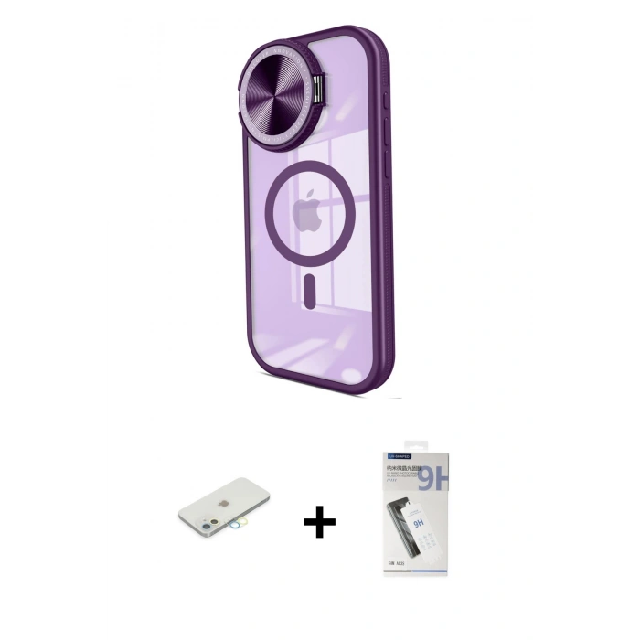 MARSİLYAN™- iPhone 11 Kılıf Kıvılcım Modern Koleksiyonu - Şeffaf Uv Polymer Nano Ekran Koruyucu + Renkli Kamera Lens Koruma Cam - SI