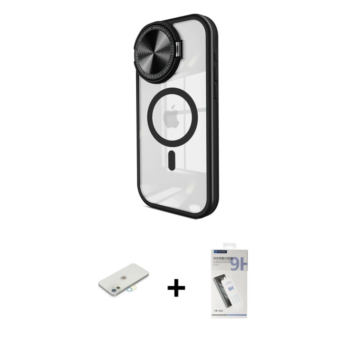 MARSİLYAN™- iPhone 11 Kılıf Kıvılcım Modern Koleksiyonu - Şeffaf Uv Polymer Nano Ekran Koruyucu + Renkli Kamera Lens Koruma Cam - SI