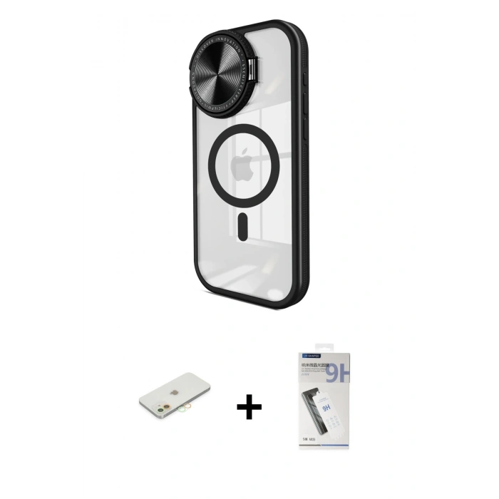MARSİLYAN™- iPhone 11 Kılıf Kıvılcım Modern Koleksiyonu - Şeffaf Uv Polymer Nano Ekran Koruyucu + Renkli Kamera Lens Koruma Cam - TU